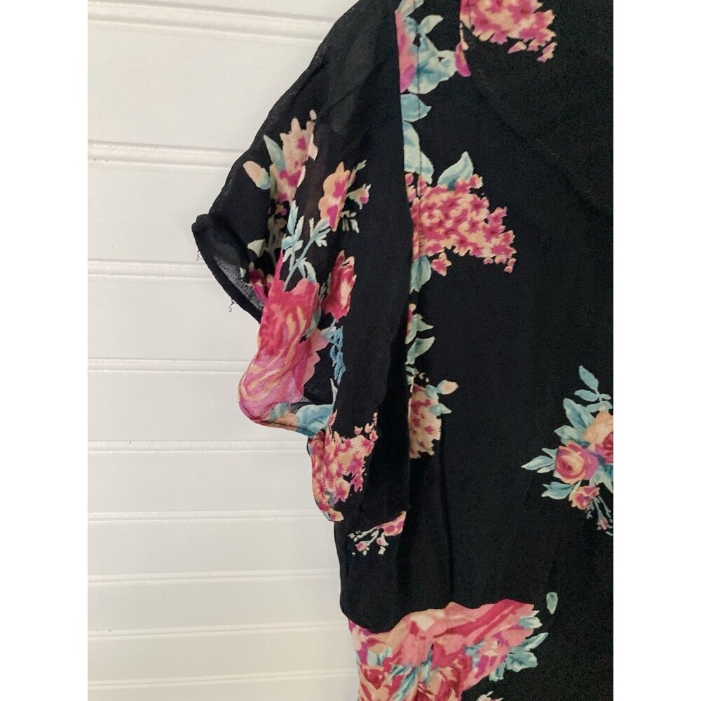Vintage Lola P. Floral Beaded Maxi Dress XL Ruffle Bias Cut Black Romantic - Picture 8 of 13